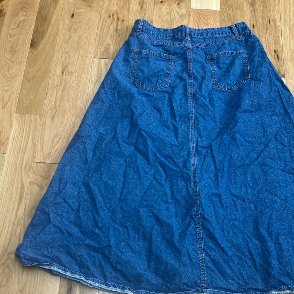 Blue Button-Front Jean Midi skirt with  pockets size XL - Picture 5 of 7